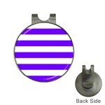Horizontal Stripes - White and Indigo Violet Golf Ball Marker Hat Clip