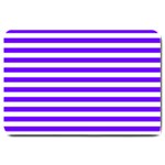 Horizontal Stripes - White and Indigo Violet Large Doormat