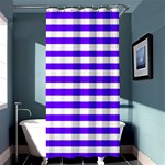 Horizontal Stripes - White and Indigo Violet Shower Curtain 36  x 72  (Stall)