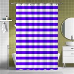 Horizontal Stripes - White and Indigo Violet Shower Curtain 48  x 72  (Small)