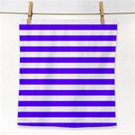 Horizontal Stripes - White and Indigo Violet Face Towel