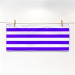 Horizontal Stripes - White and Indigo Violet Hand Towel
