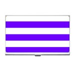 Horizontal Stripes - White and Indigo Violet Business Card Holder