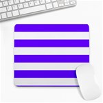 Horizontal Stripes - White and Indigo Violet Large Mousepad