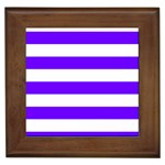 Horizontal Stripes - White and Indigo Violet Framed Tile