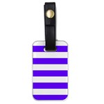 Horizontal Stripes - White and Indigo Violet Luggage Tag (One Side)