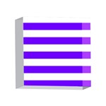 Horizontal Stripes - White and Indigo Violet 4 x 4  Acrylic Photo Block
