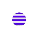 Horizontal Stripes - White and Indigo Violet 1  Mini Button