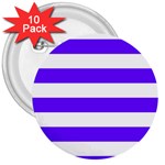 Horizontal Stripes - White and Indigo Violet 3  Button (10 pack)