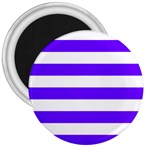 Horizontal Stripes - White and Indigo Violet 3  Magnet