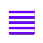 Horizontal Stripes - White and Indigo Violet Magnet (Square)