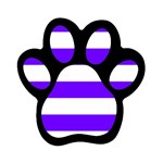 Horizontal Stripes - White and Indigo Violet Magnet (Paw Print)