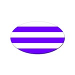 Horizontal Stripes - White and Indigo Violet Sticker (Oval)