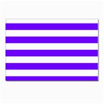 Horizontal Stripes - White and Indigo Violet Postcards 5  x 7  (Pkg of 10)