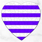 Horizontal Stripes - White and Indigo Violet Jigsaw Puzzle (Heart)