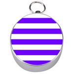 Horizontal Stripes - White and Indigo Violet Silver Compass