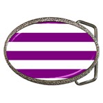 Horizontal Stripes - White and Purple Violet Belt Buckle