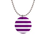 Horizontal Stripes - White and Purple Violet 1  Button Necklace