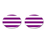 Horizontal Stripes - White and Purple Violet Cufflinks (Oval)