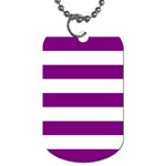Horizontal Stripes - White and Purple Violet Dog Tag (One Side)