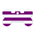Horizontal Stripes - White and Purple Violet Dog Tag Bone (Two Sides)