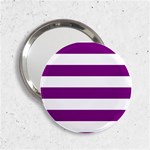 Horizontal Stripes - White and Purple Violet 2.25  Handbag Mirror