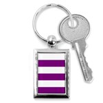 Horizontal Stripes - White and Purple Violet Key Chain (Rectangle)
