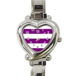Horizontal Stripes - White and Purple Violet Heart Italian Charm Watch