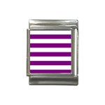 Horizontal Stripes - White and Purple Violet Italian Charm (13mm)