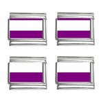 Horizontal Stripes - White and Purple Violet 9mm Italian Charm (4 pack)