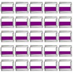 Horizontal Stripes - White and Purple Violet 9mm Italian Charm (25 pack)