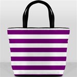 Horizontal Stripes - White and Purple Violet Bucket Bag