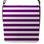 Horizontal Stripes - White and Purple Violet Flap Closure Messenger Bag (S)