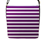 Horizontal Stripes - White and Purple Violet Flap Closure Messenger Bag (L)