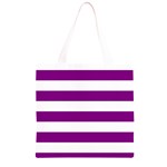 Horizontal Stripes - White and Purple Violet Grocery Light Tote Bag