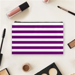 Horizontal Stripes - White and Purple Violet Cosmetic Bag (M)
