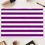 Horizontal Stripes - White and Purple Violet Cosmetic Bag (XXL)