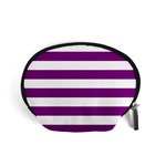 Horizontal Stripes - White and Purple Violet Accessory Pouch (Small)