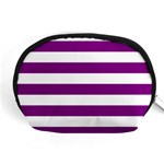 Horizontal Stripes - White and Purple Violet Accessory Pouch (Medium)