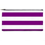 Horizontal Stripes - White and Purple Violet Pencil Case