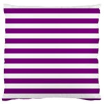 Horizontal Stripes - White and Purple Violet Large Flano Cushion Case (One Side)