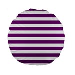 Horizontal Stripes - White and Purple Violet Standard 15  Premium Round Cushion