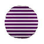 Horizontal Stripes - White and Purple Violet Standard 15  Premium Flano Round Cushion