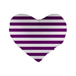 Horizontal Stripes - White and Purple Violet Standard 16  Premium Heart Shape Cushion