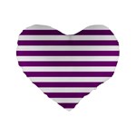 Horizontal Stripes - White and Purple Violet Standard 16  Premium Flano Heart Shape Cushion