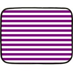 Horizontal Stripes - White and Purple Violet Fleece Blanket (Mini)