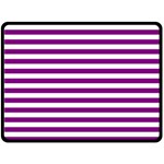 Horizontal Stripes - White and Purple Violet Fleece Blanket (Large) (One Side)