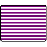 Horizontal Stripes - White and Purple Violet Fleece Blanket (Medium) (One Side)