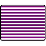 Horizontal Stripes - White and Purple Violet Double Sided Fleece Blanket (Medium) (Two Sides)
