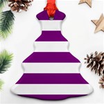 Horizontal Stripes - White and Purple Violet Christmas Tree Ornament (Two Sides)